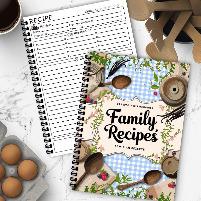 كتاب وصفات A5، تصميم شبكي أزرق - مراجعة Home Cooking Cookbook وسعره