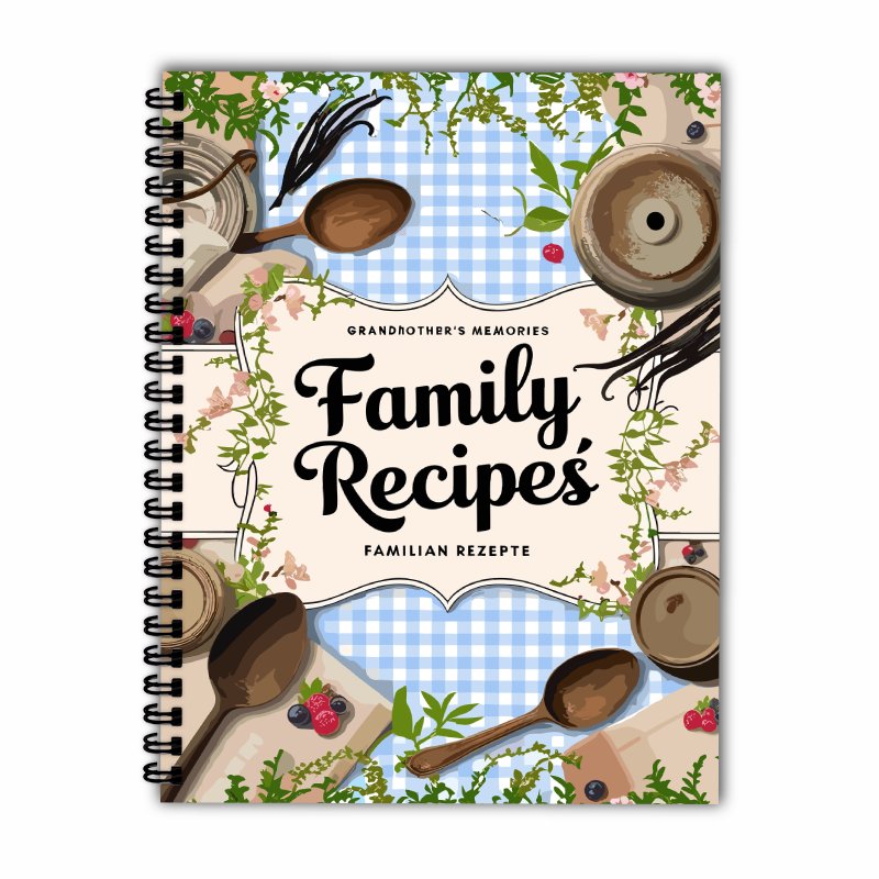 كتاب وصفات A5، تصميم شبكي أزرق - مراجعة Home Cooking Cookbook وسعره